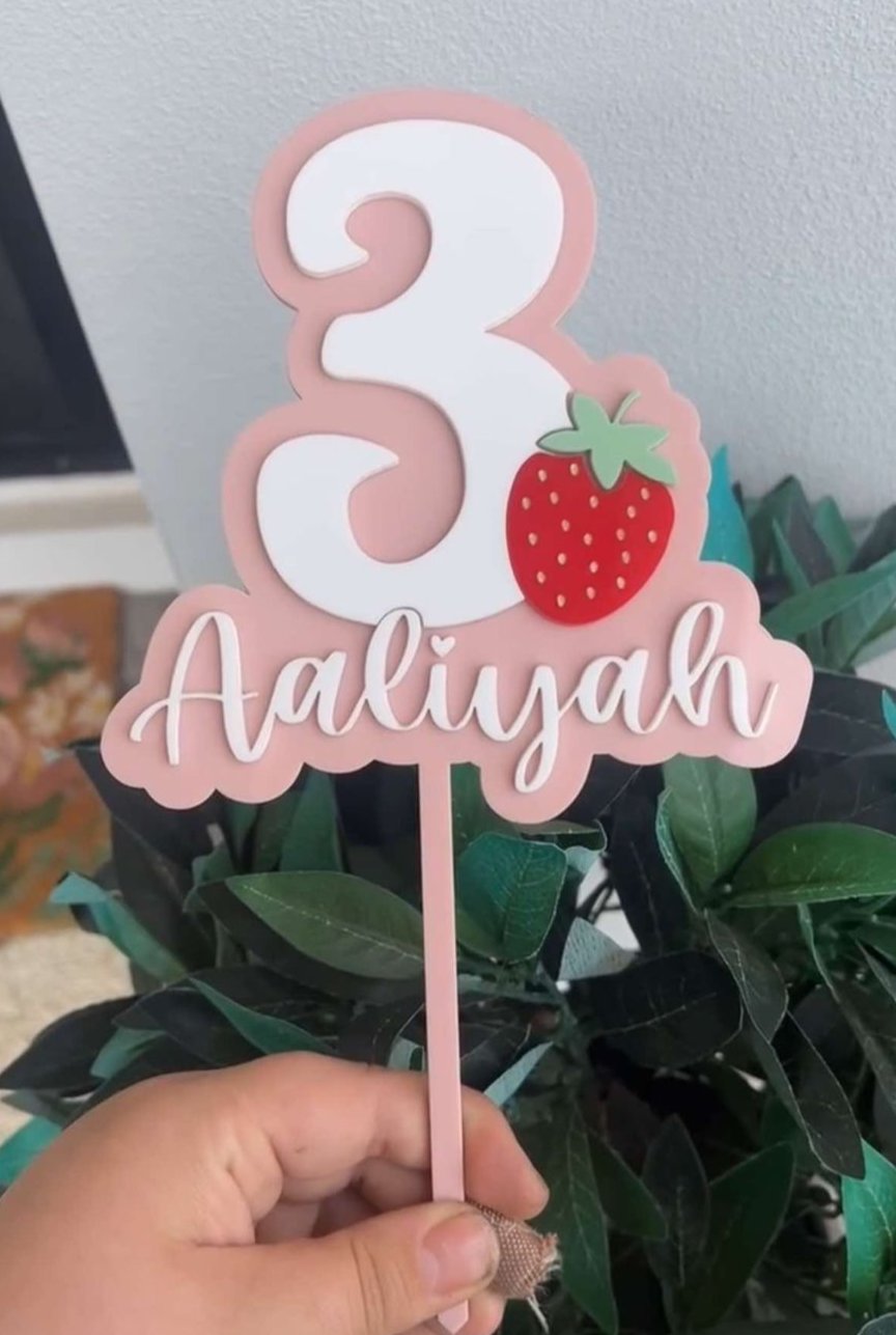 Strawberry Number Cake Topper