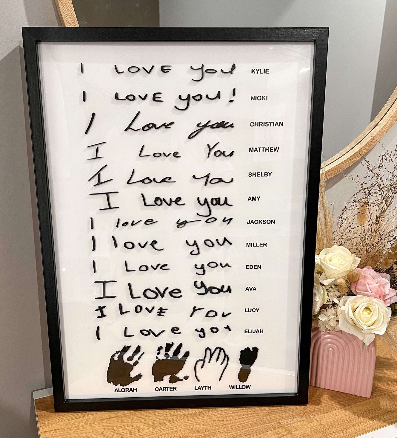 Handwritten Acrylic 'I Love You' Frame