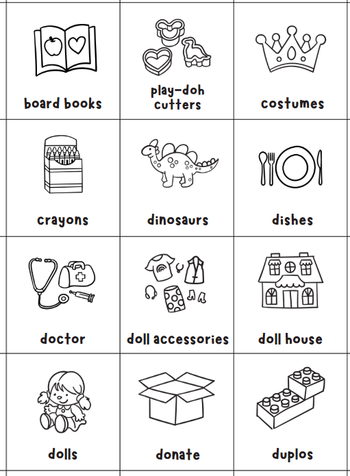Kids Toy Storage Tub Labels