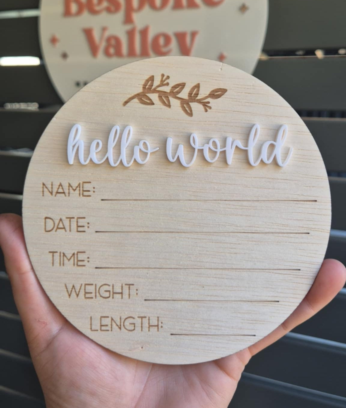 Hello World - Birth Details Announcement Plaque