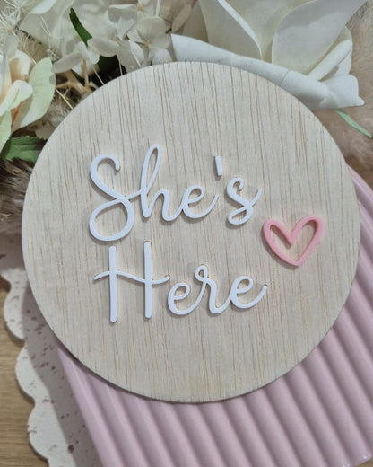 Reversible He's/She's Here Plaque