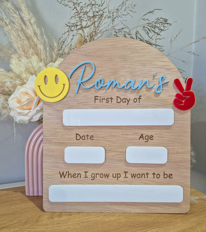 "My First Day" Board - Smiley Peace