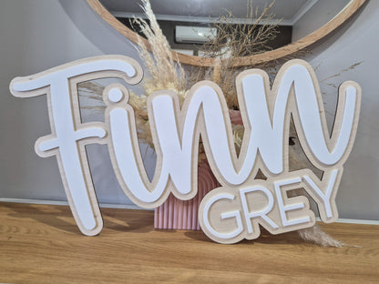 Double Layer Wall Name Plaque with middle name