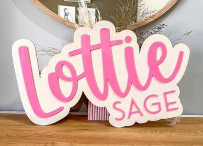 Double Layer Wall Name Plaque with middle name