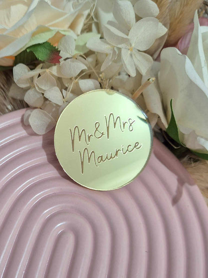 Acrylic Circle Engraved Cupcake Topper