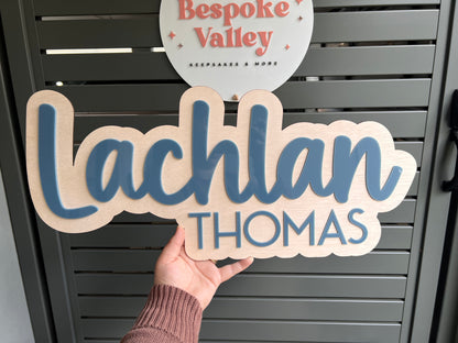 Double Layer Wall Name Plaque with middle name