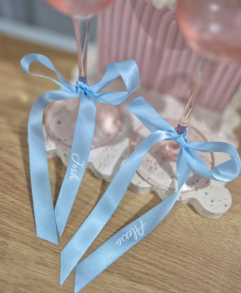 Personalised Wine Glass Ribbon Place Setting