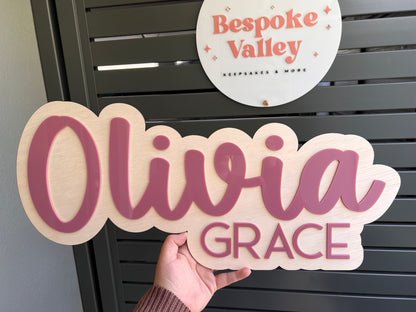 Double Layer Wall Name Plaque with middle name