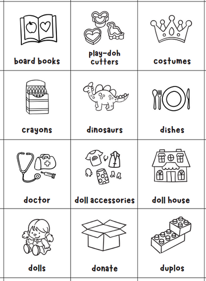 Kids Toy Storage Tub Labels
