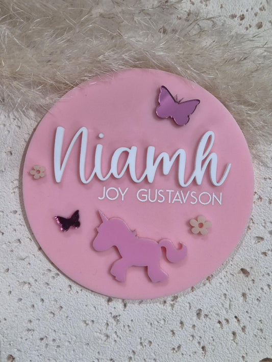 Name Announcement Plaque - Unicorn