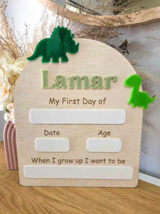 "My First Day" Board - Dinosaurs