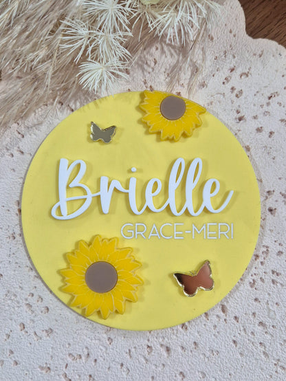 Name Announcement Plaque - Sunflowers