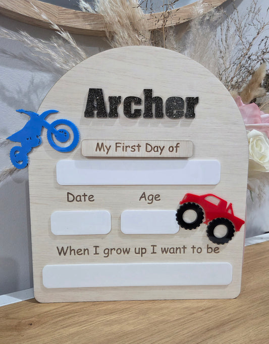 First/Last Day Board  - Motorbike & Monster Truck