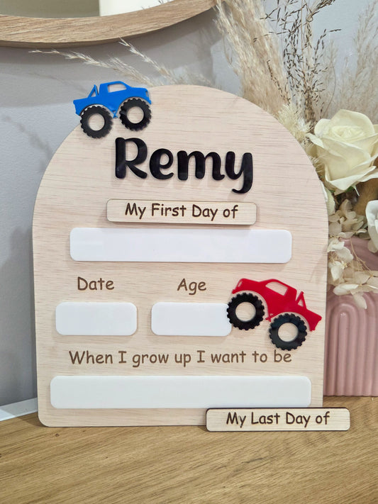 First/Last Day Board - Monster Trucks