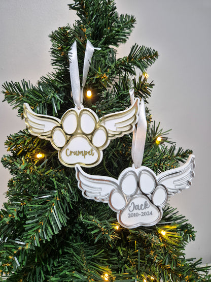 Pet Paw Print Memorial Ornament