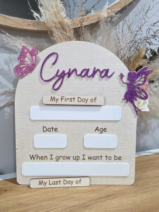 First/Last Day Board - Fairy Butterfly