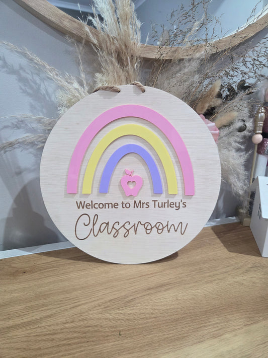 Rainbow Teacher Classroom Sign