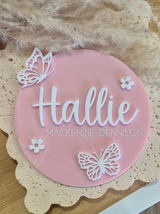 Name Announcement Plaque - Butterflies