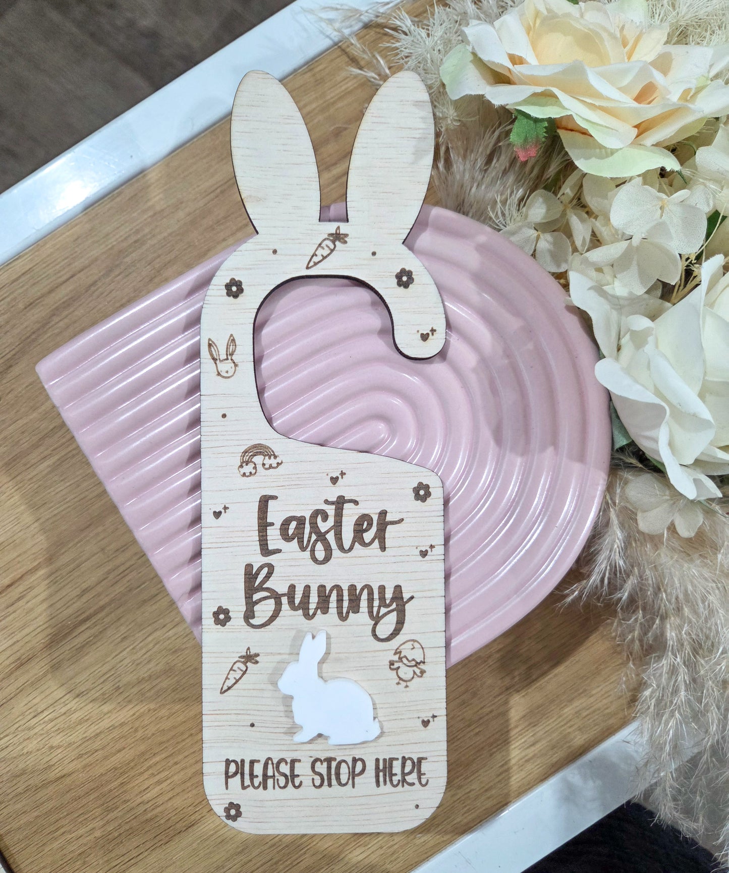 Easter Bunny Stop Here Door Hanger
